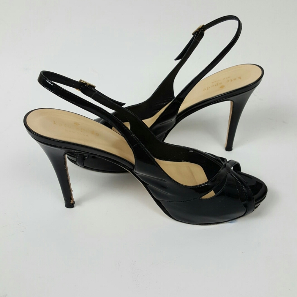 kate spade Black Patent Leather Slingback Heels